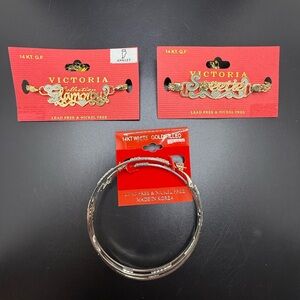 Victoria Collection 14 KT GF Anklet & Bracelet plus 14 KT White GF Earrings